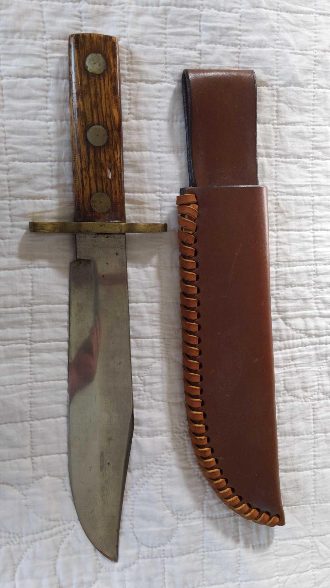 Lg. Homemade fixed blade knife w/ leather sheath (1 of 8)
