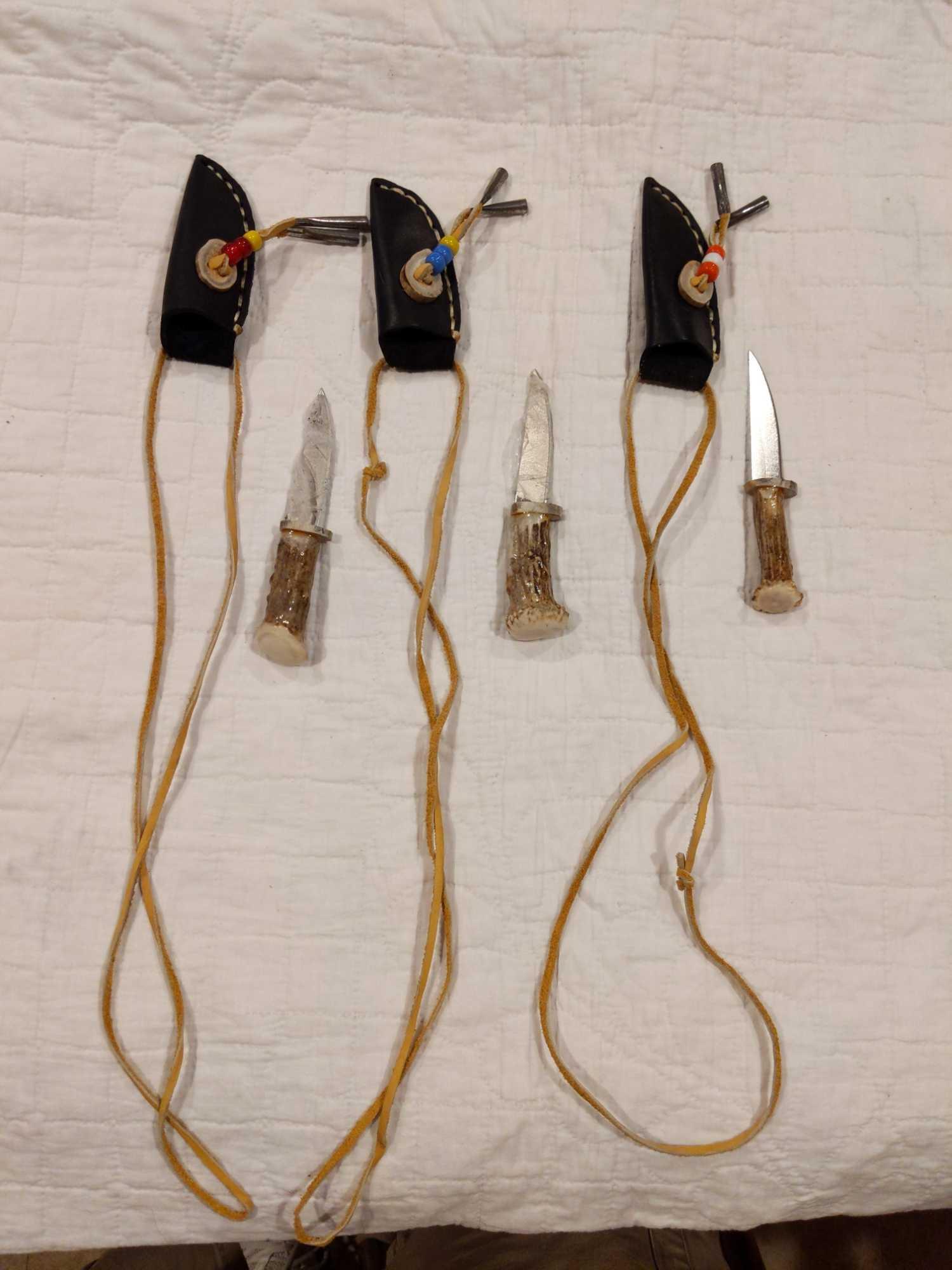 3- Sm. Handmade Native American fixed blade knives (1 of 7)