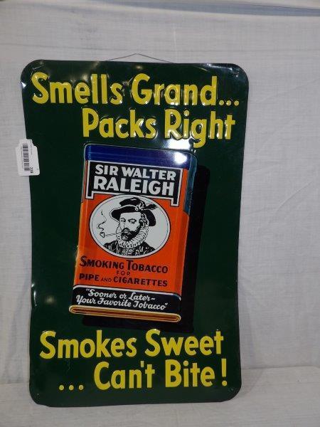 SST Sir Walter Raleigh Tobacco embossed sign (1 of 8)