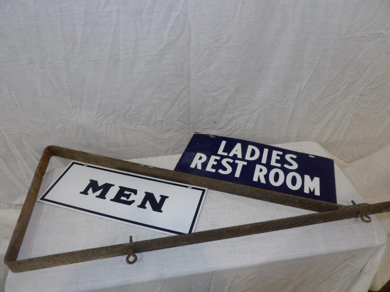 2-porcelain restroom signs & sign bracket (1 of 5)