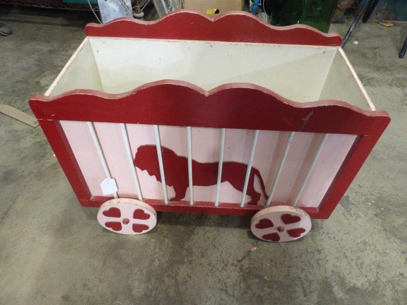 Handmade wooden circus wagon toy box Jun 29, 2021 Atlee Raber