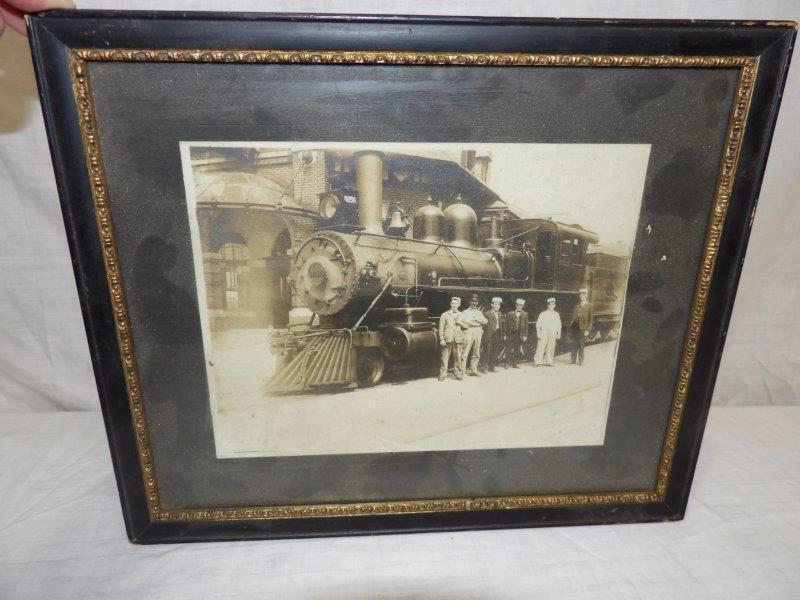 Vintage steam engine train photo with railroad personne (1 of 4)