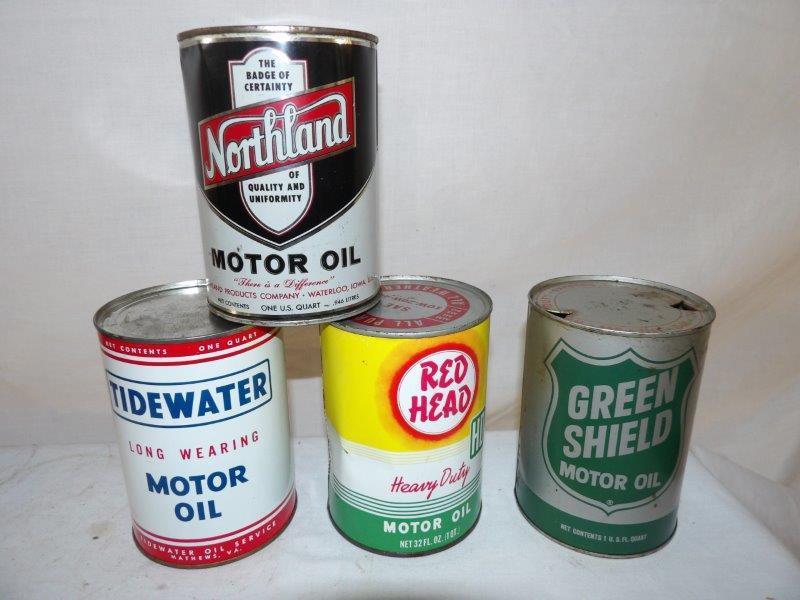 4- various 1 qt Motor Oil cans (1 of 3)
