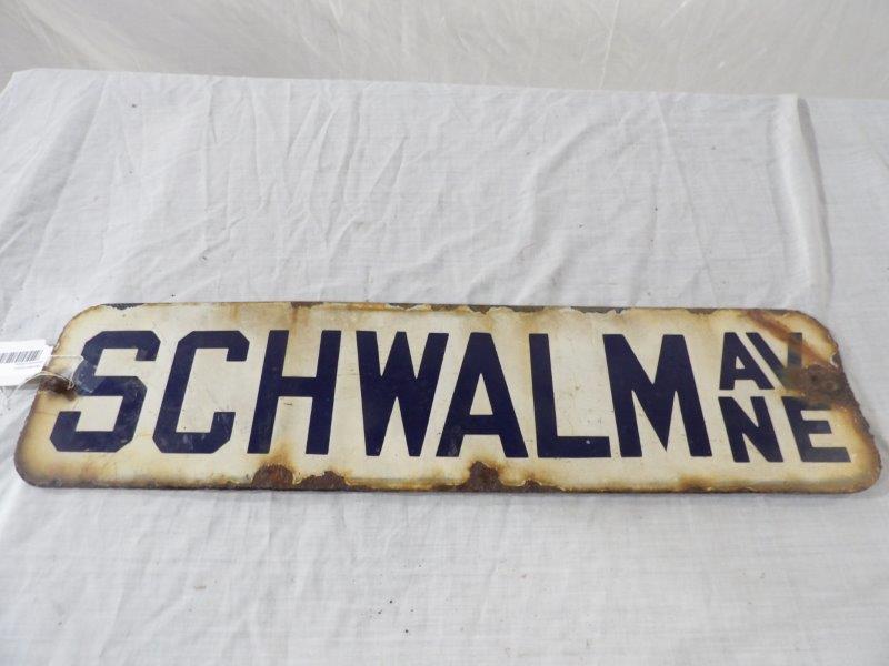 Schwalm Ave. NE porcelain street sign (1 of 2)