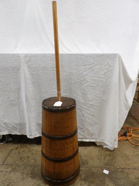Standard Churn Co. Dasher churn: Lid is not original. 21 in tall.