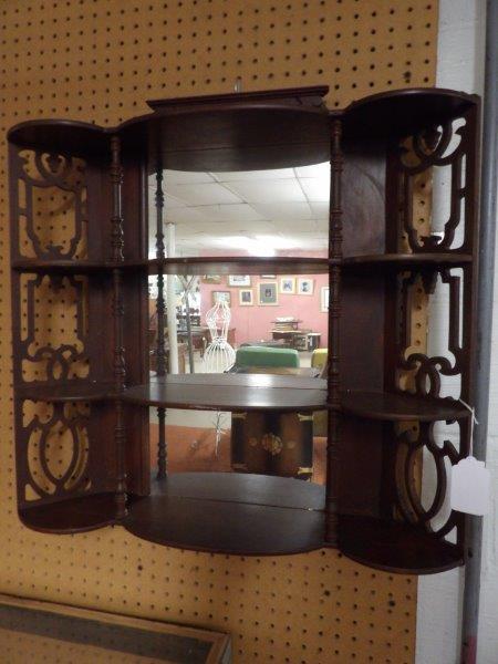 Mahogany mirrored wall shelf (1 of 2)