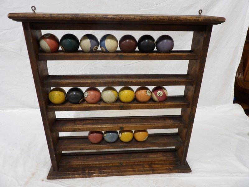 Wall mount billiard rack with billiard balls (1 of 5)