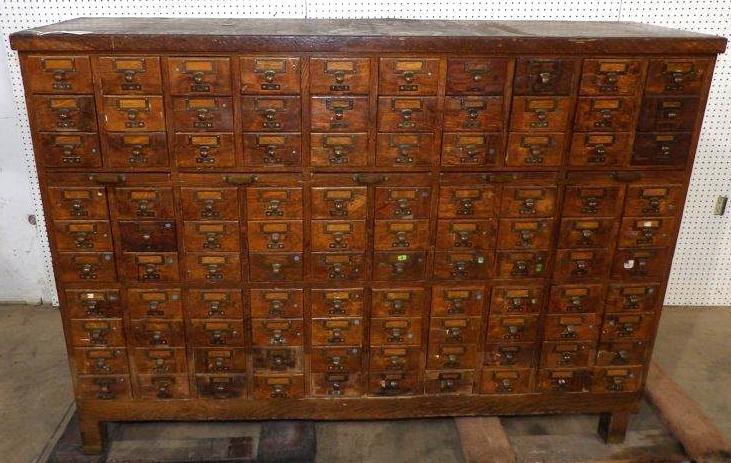 Great 100 drw. quartersawn Oak card catalog cabinet (1 of 9)