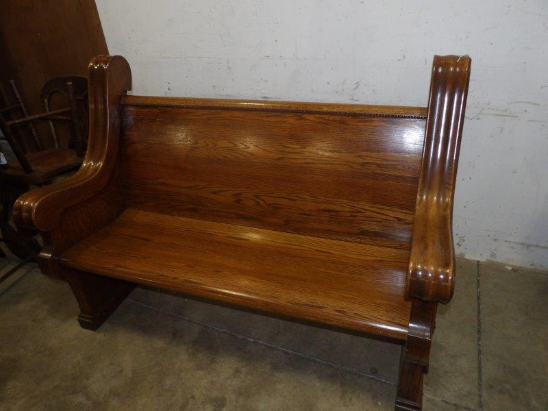 Exceptional carved Oak pew/bench (1 of 6)