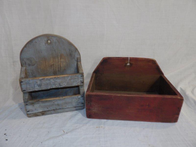 Primitive dovetailed wall box and candlebox (1 of 10)