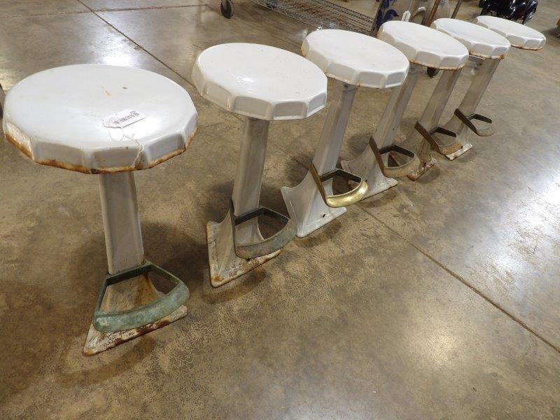 Outstanding set of 6 porcelain soda fountain stools (1 of 8)
