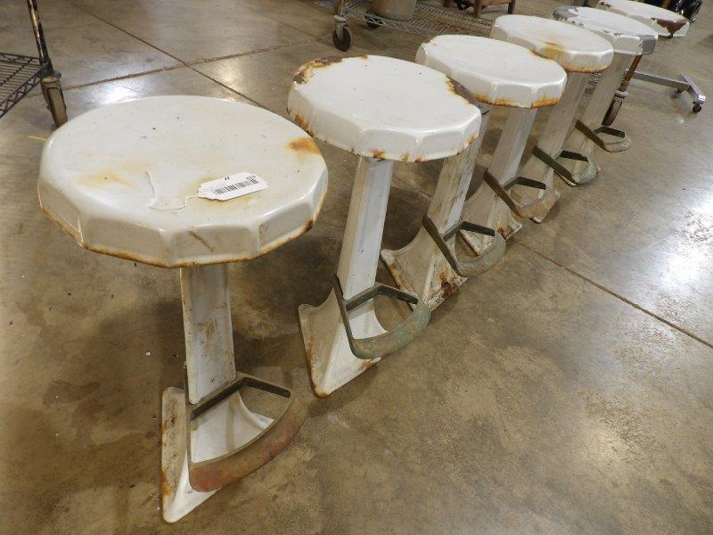 Great set of 6 porcelain soda fountain stools (1 of 8)