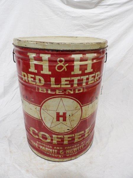 Large H & H Red Letter Blend Coffee tin (1 of 5)