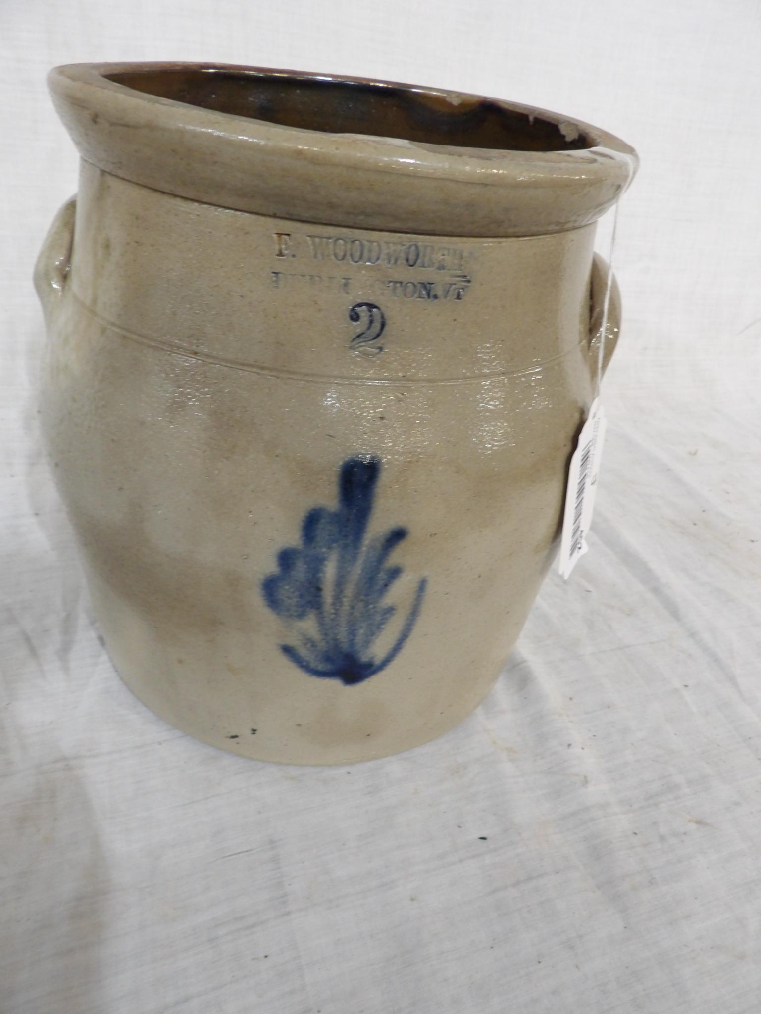 F. Woodworth 2 gallon stoneware jar (1 of 6)