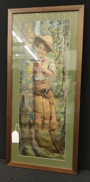 Walk Over Shoes Framed Advertising Painting: By: R. Ford Harper 16 x 35
