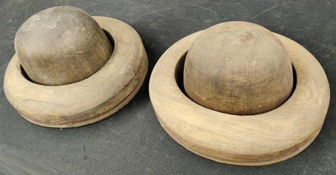 Pair of Early Wooden Hat molds (1 of 2)