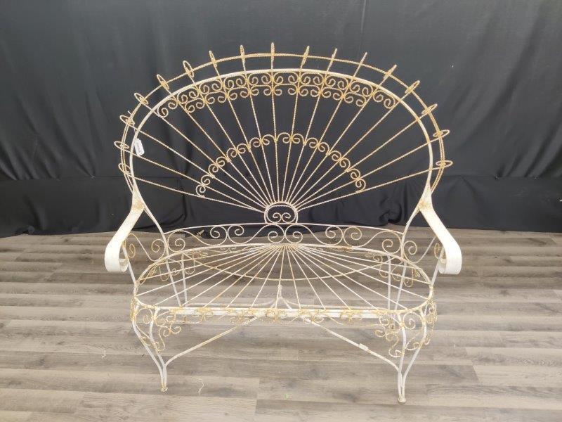 Wrought Iron Peacock Fan Bench (1 of 3)