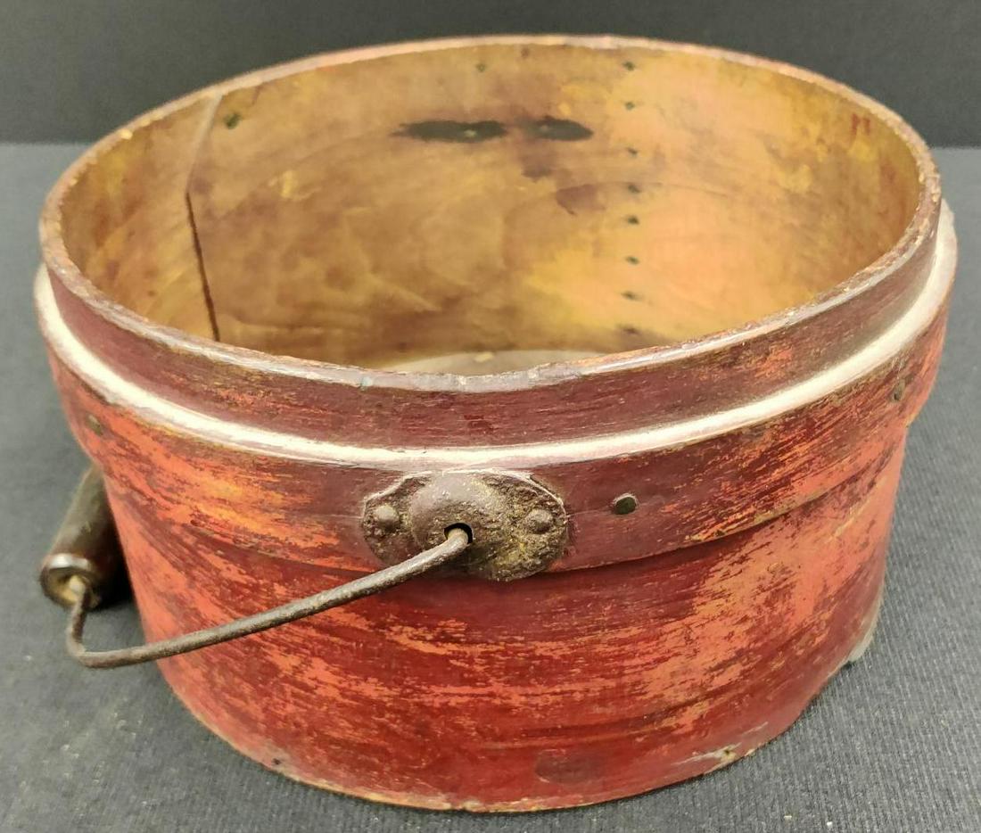 Red Grain Painted Wooden Bucket (1 of 3)
