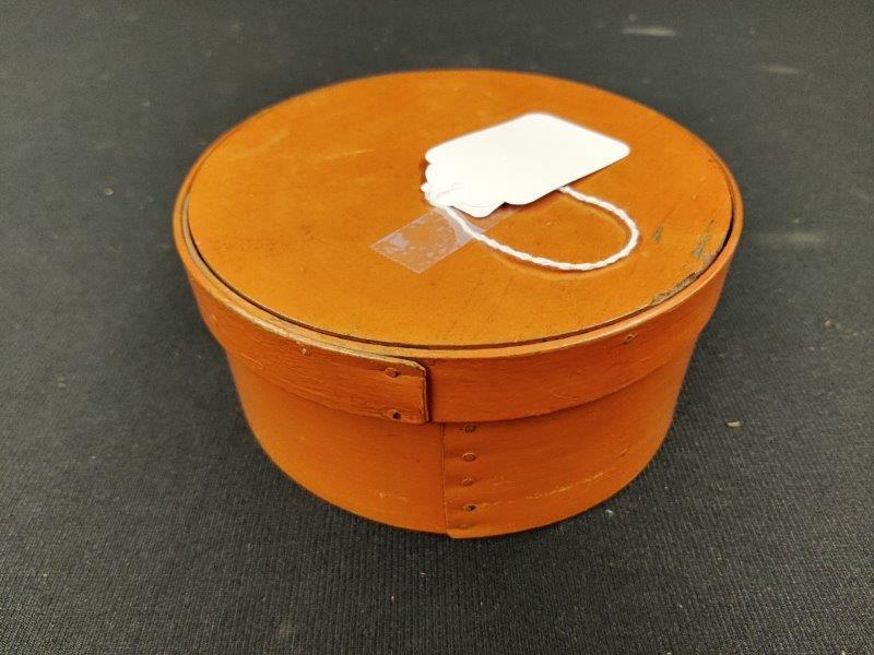 Tiny Orange Painted Pantry Box: Uncommon size, 6.5 x 3