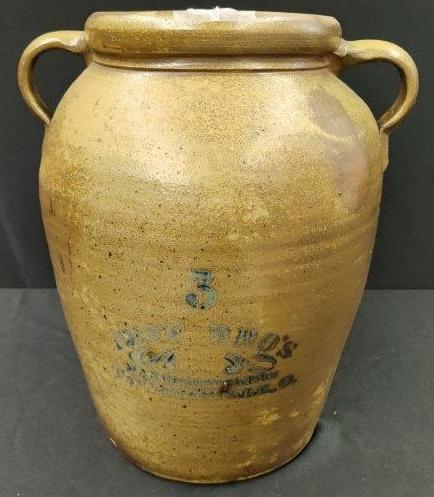 2 Handled Neff Bros. Crock: 5 gallon, Taylorsville Ohio, Very uncommon crock.