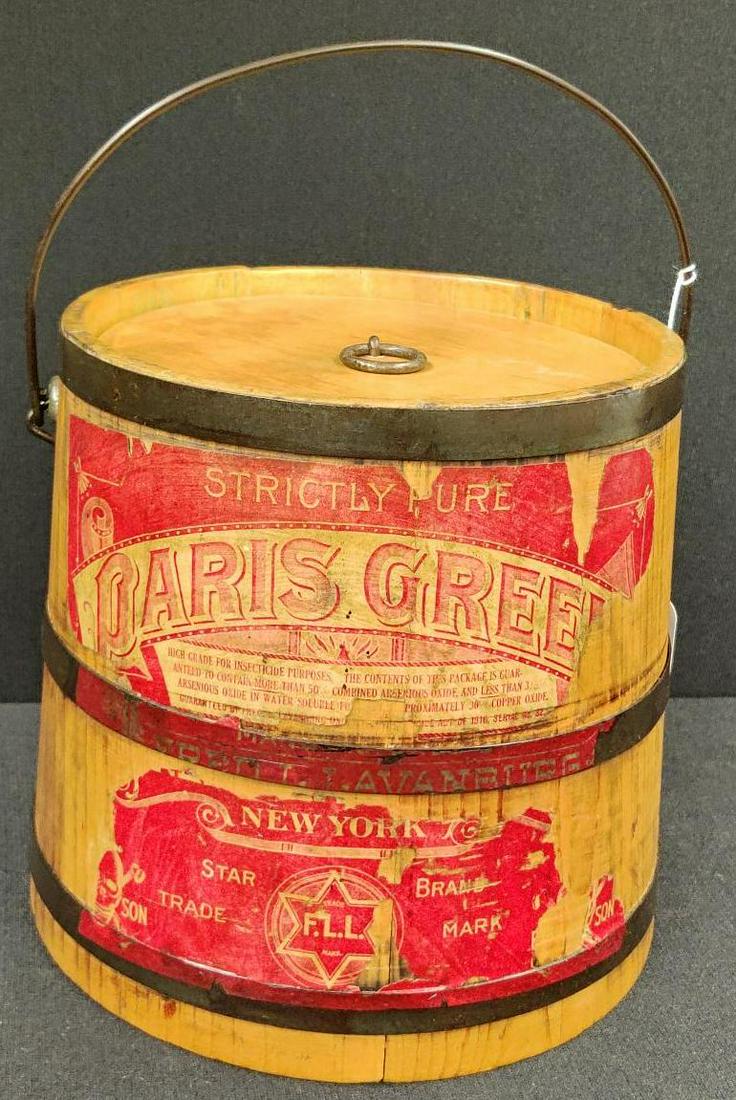 Wooden Paris Cheese Bucket: Still has most of the great looking paper label, 8 x 8.5