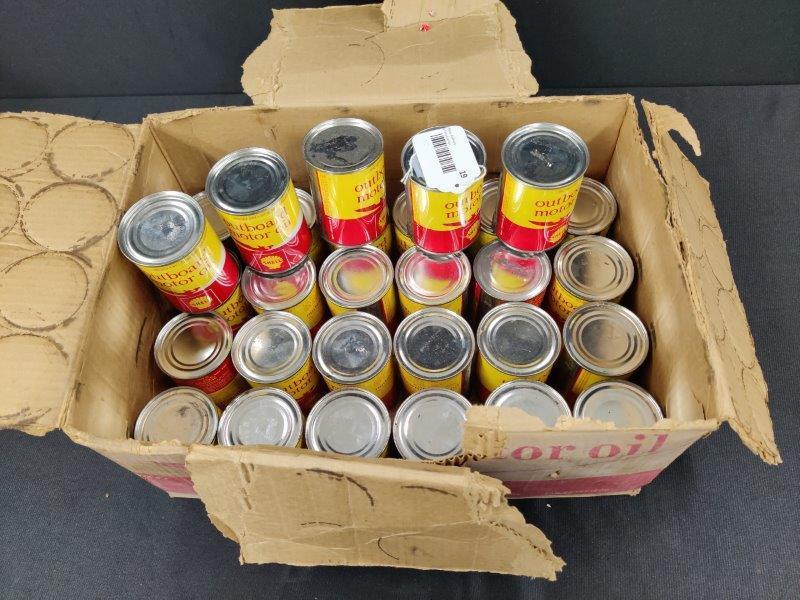 29 NOS Shell Outboard Motor Oil 1/2 Pint  Cans (1 of 4)