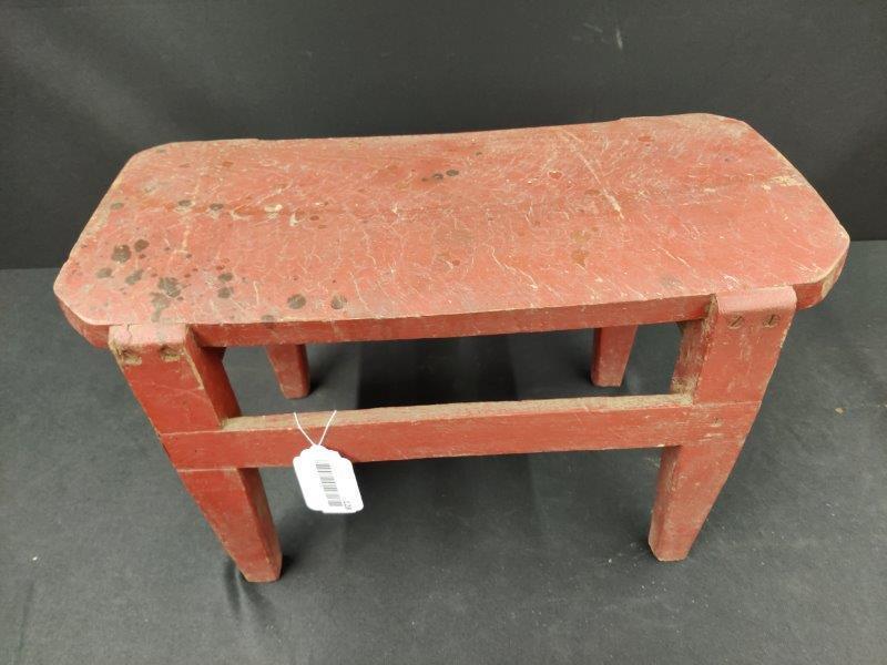 Small Red Painted Primitive Bench (1 of 2)