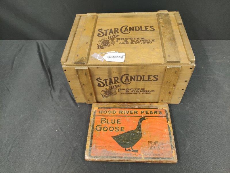 Star Candles Wooden Box and Goose Sign: Box is 16 x 9