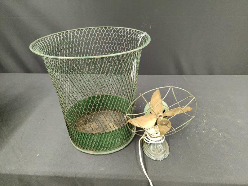 Industrial Metal Trash Can and Small Fan (1 of 4)