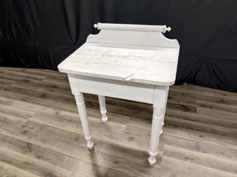 White over red painted side table stand (1 of 3)