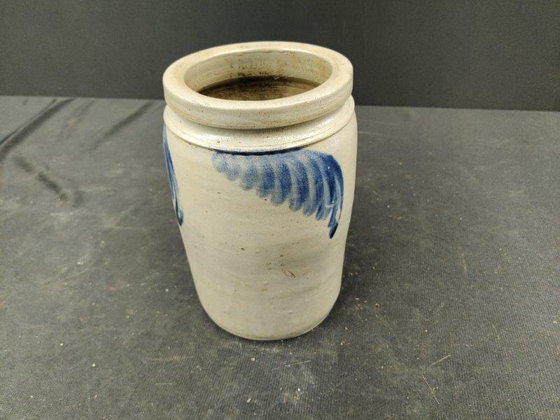 Decorated 1/2 gallon stove pipe stoneware jar (1 of 3)