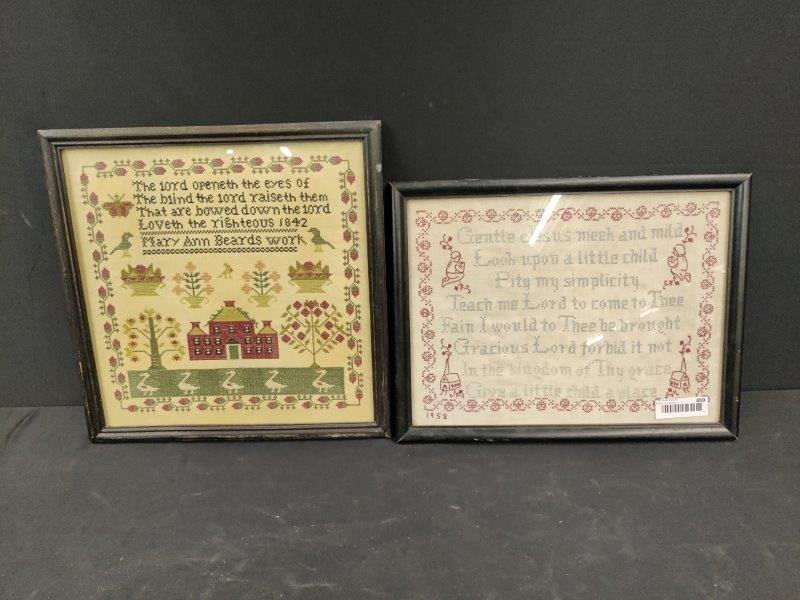 1842 Mary Ann Beards and 1958 needlepoint samplers (1 of 5)