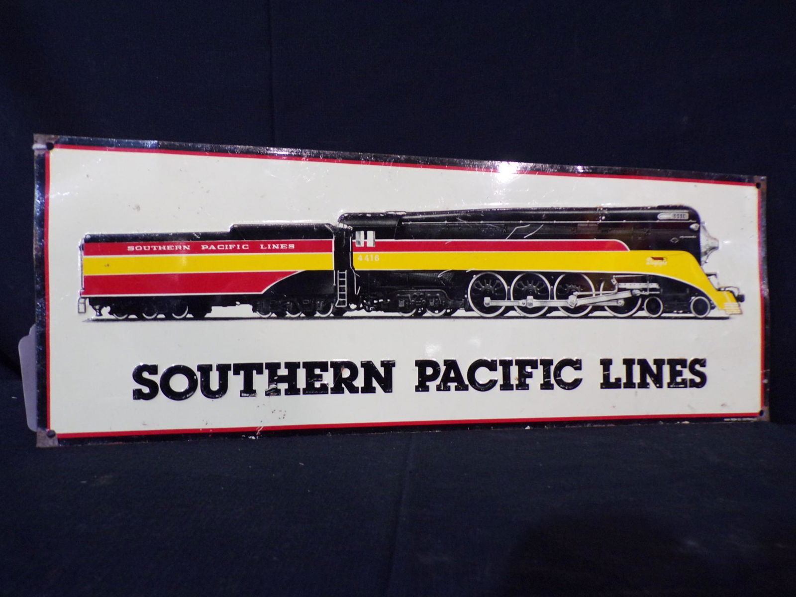 SS TIN SOUTHERN PACIFIC LINES EMBOSSED RR SIGN (1 of 8)