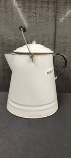 White Granite Coffee Pot: 12" H