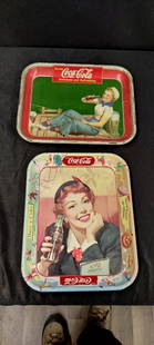 Lot of 2 Coca-Cola Trays: One is Coshocton Art Works 10 1/2" x 13"