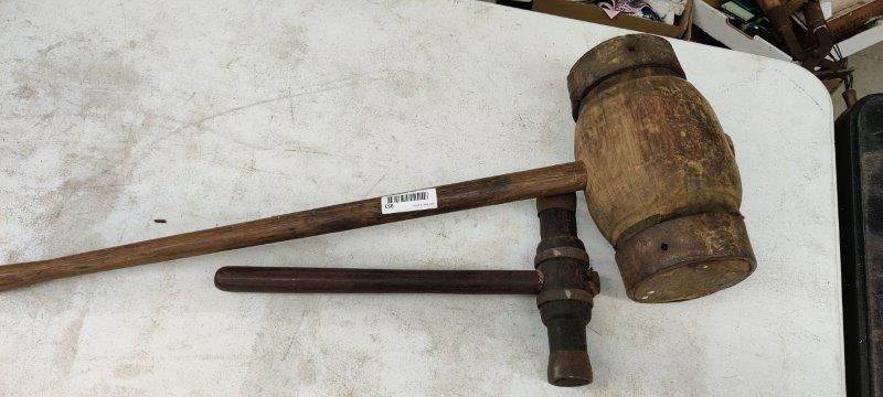 Lot of 2 Wood Mallets: .