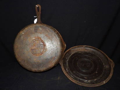 Griswold No 9 with Self Basting cover: Chicken frying Skillet with large Block logo. Does have corrosion and needs cleaned. Should clean up great!