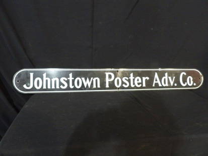 SSP Johnstown Poster Adv. Co. sign: Nice little Marquee sign with a few spots but overall in good condition. 5 in x 42 in.