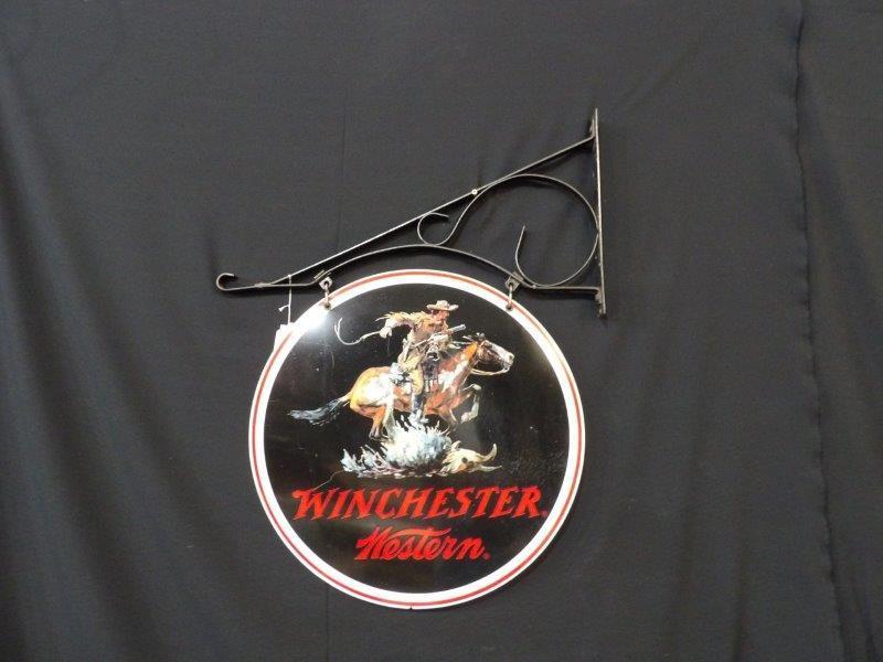 DST Winchester Western sign with bracket (1 of 3)