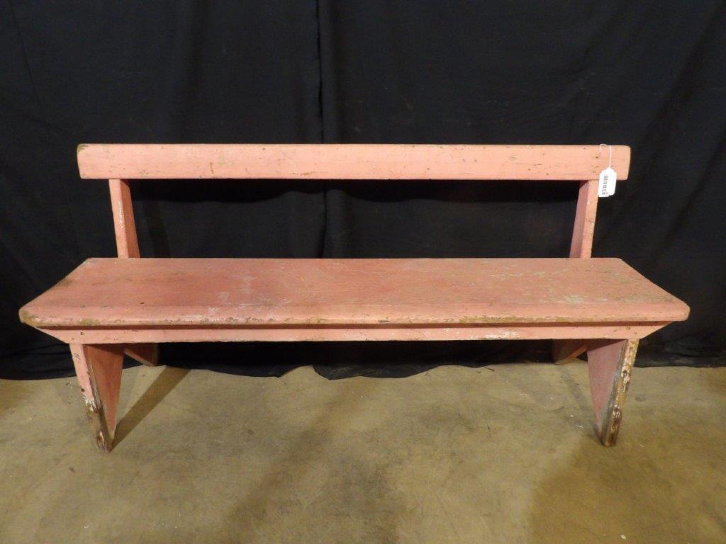 Primitive salmon painted bench (1 of 5)