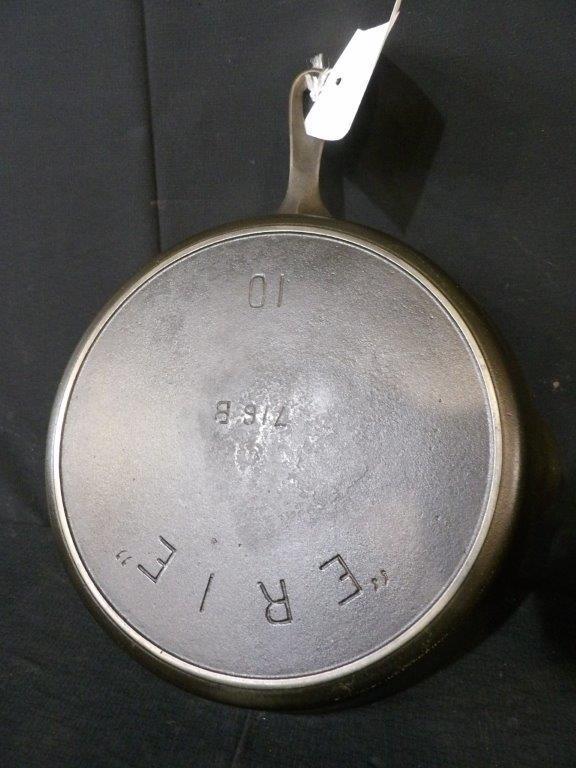 Griswold Erie No.10 cast iron skillet: Minor pitting but is in great clean condition! Marked Erie on bottom.