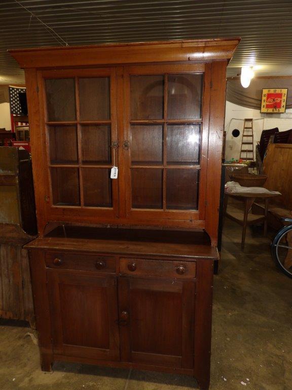 Early 12 pane 2 pc. Step Back cupboard (1 of 7)