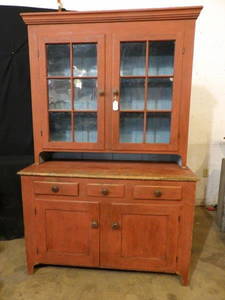 Outstanding painted 2pc 12 pane stepback cabinet