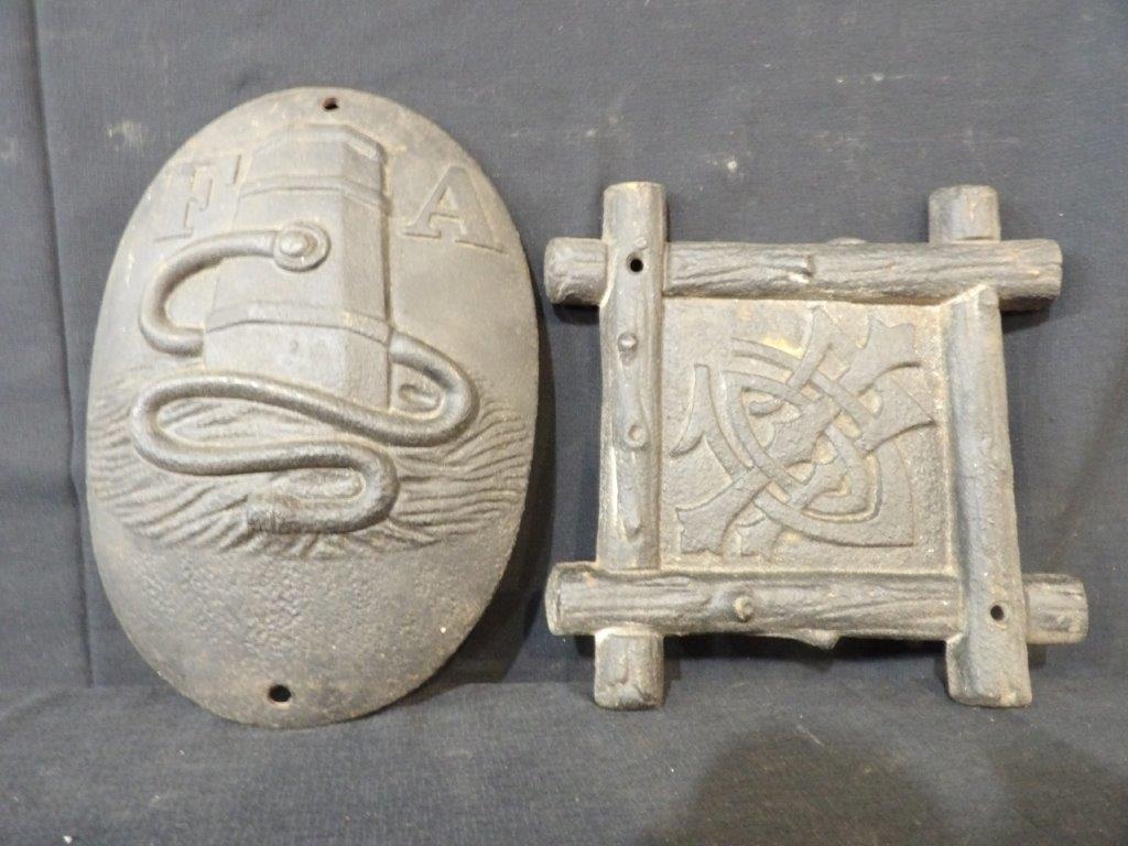 2 cast iron fireman markers (1 of 8)