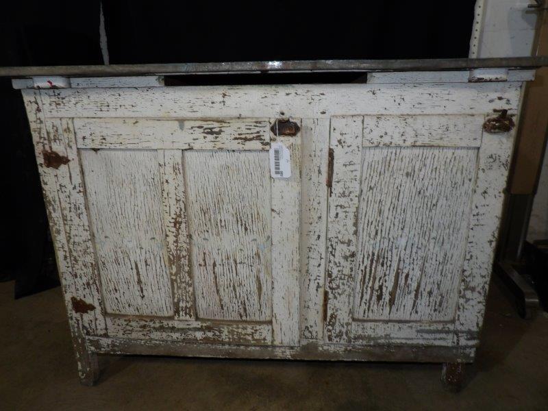 Primitive tin top kitchen cabinet (1 of 10)