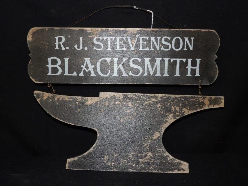 R.J. Stevenson blacksmith wooden trade sign (1 of 3)