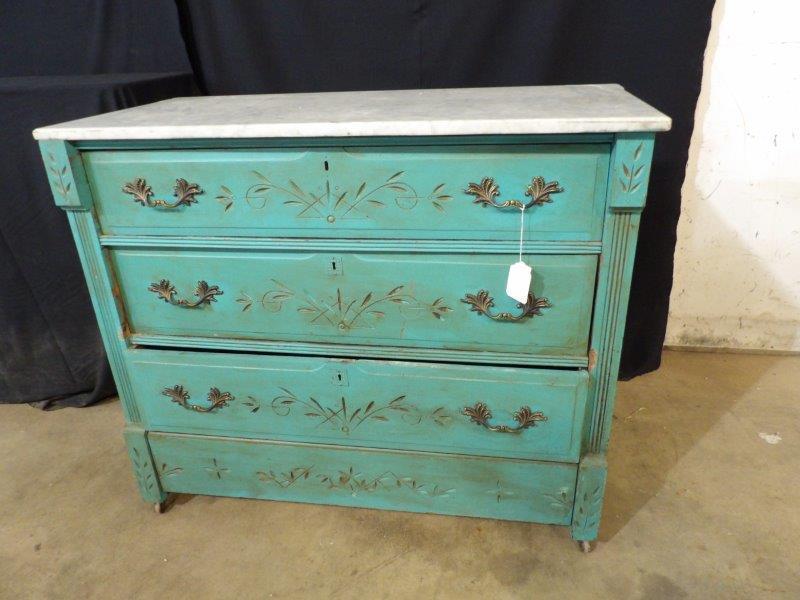 Painted marble top 3 drawer chest (1 of 4)