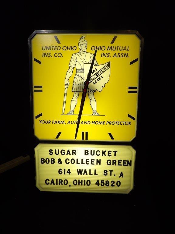 NOS Ohio Mutual Insurance acrylic Dualite clock (1 of 4)