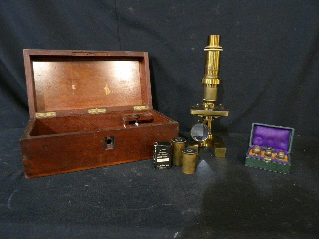 David White Transit and brass microscope in cases (1 of 19)