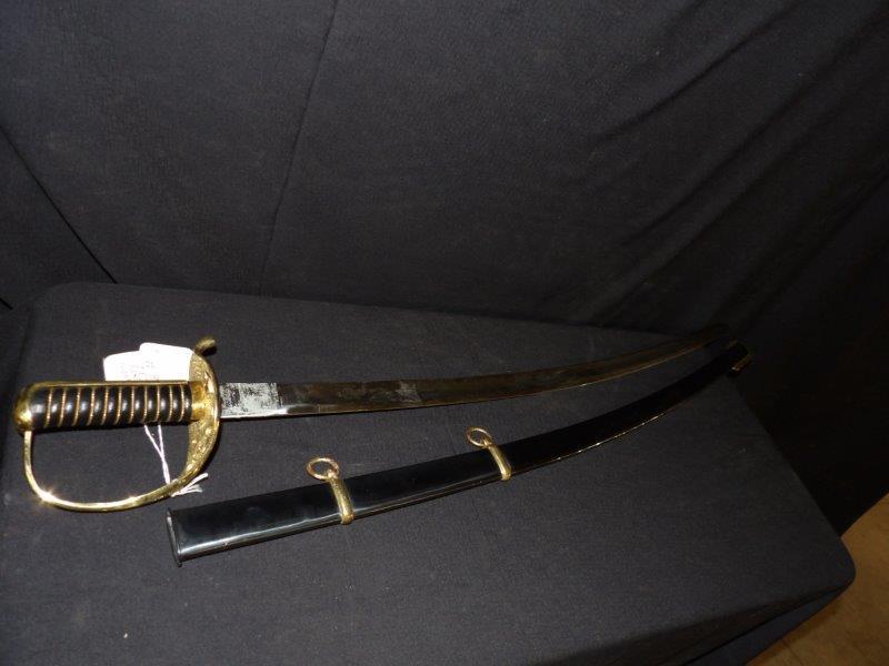 STEEL SABER: CAVALRY CONFEDERACY MFG. ARMORY AT NASHVILLE TENN. CARBON STEEL. 18 INCH. STEEL SHEATH